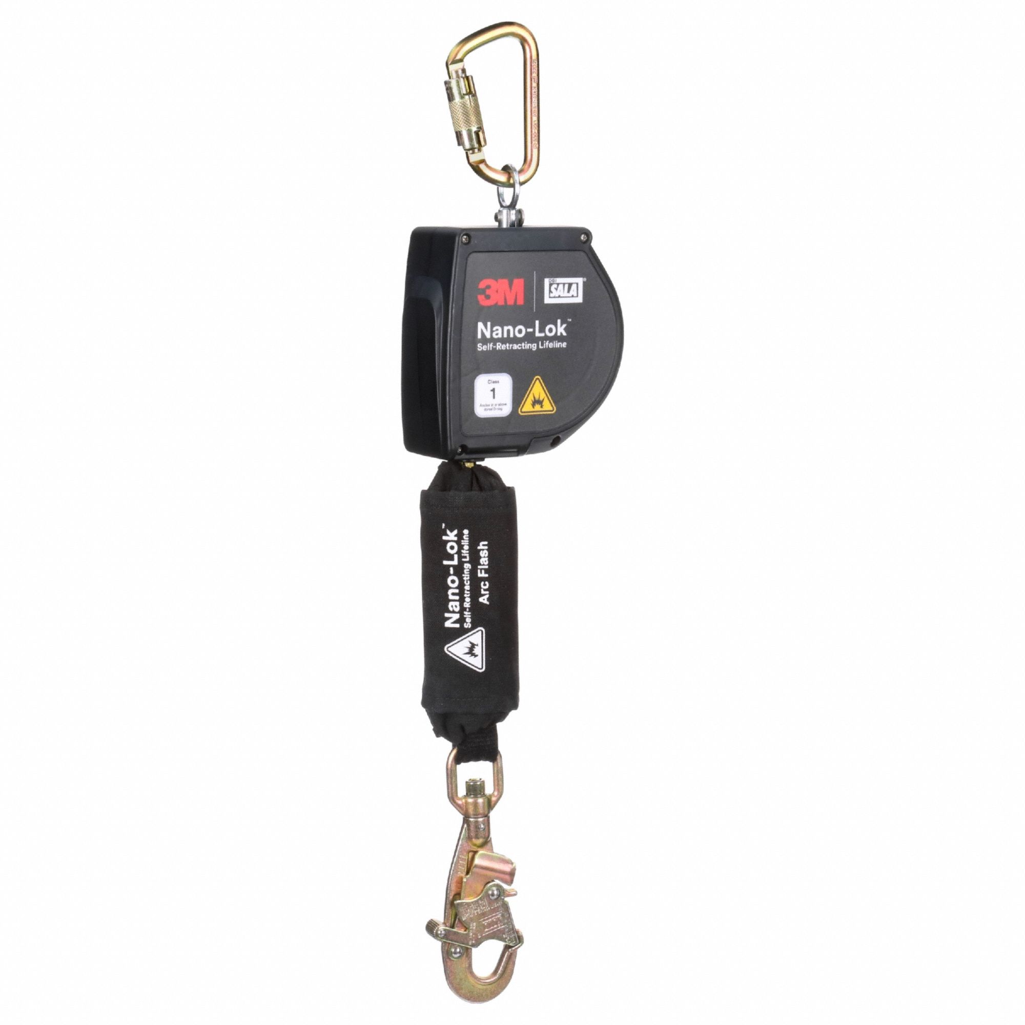 Self-Retracting Lifeline: Steel Snap Hook Anchor, Harness Steel Carabiner, 11 ft Line