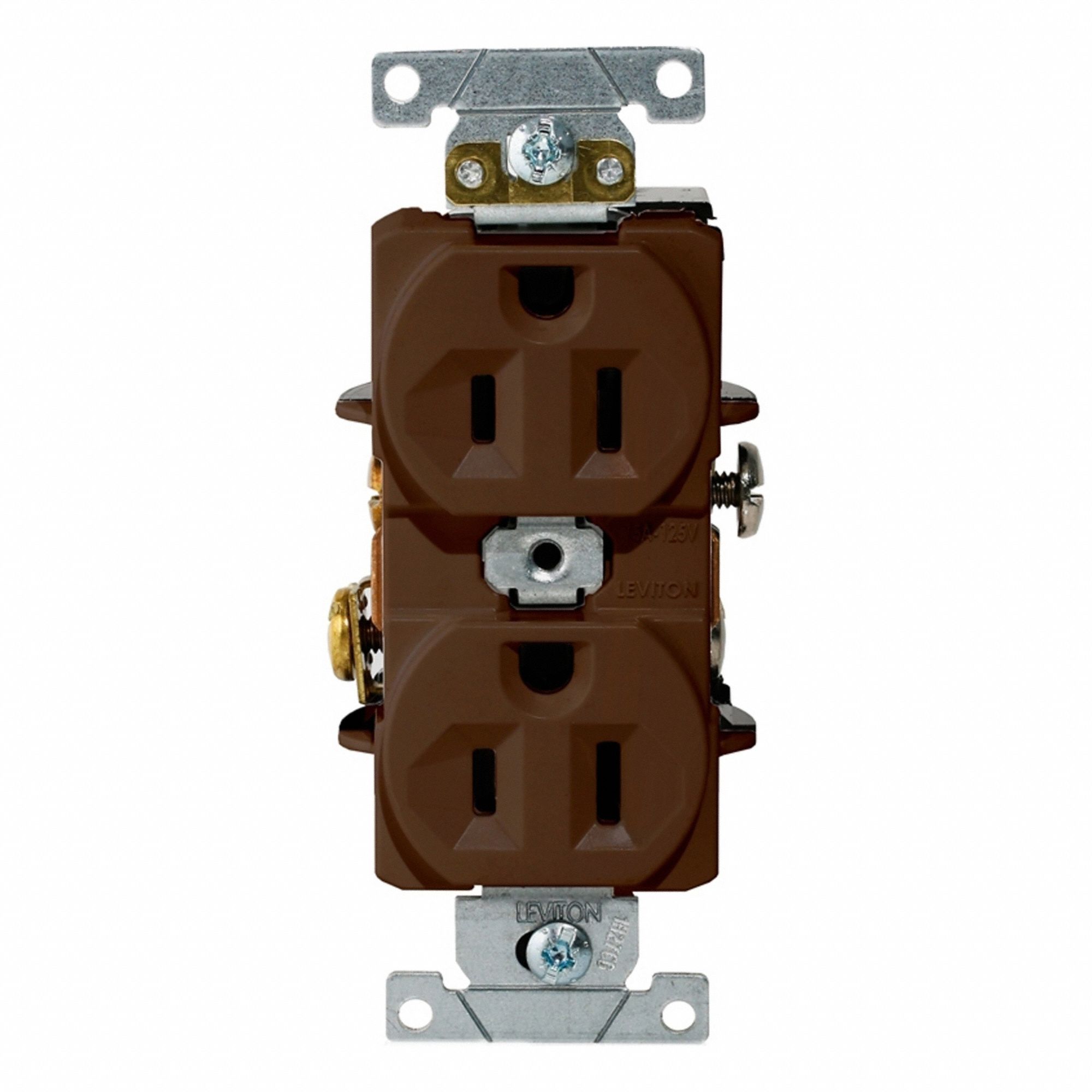 Dup Rec 15A 125V Self-Gr Brn