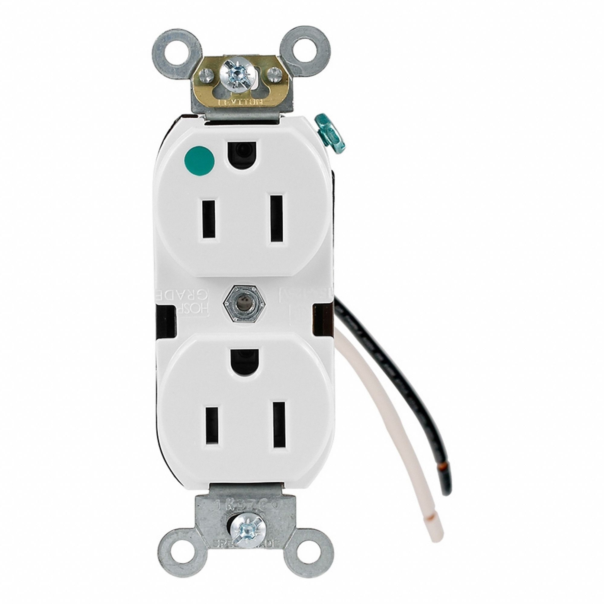 Leaded Dup Rec HG 15A 125V Self-Gr Wht