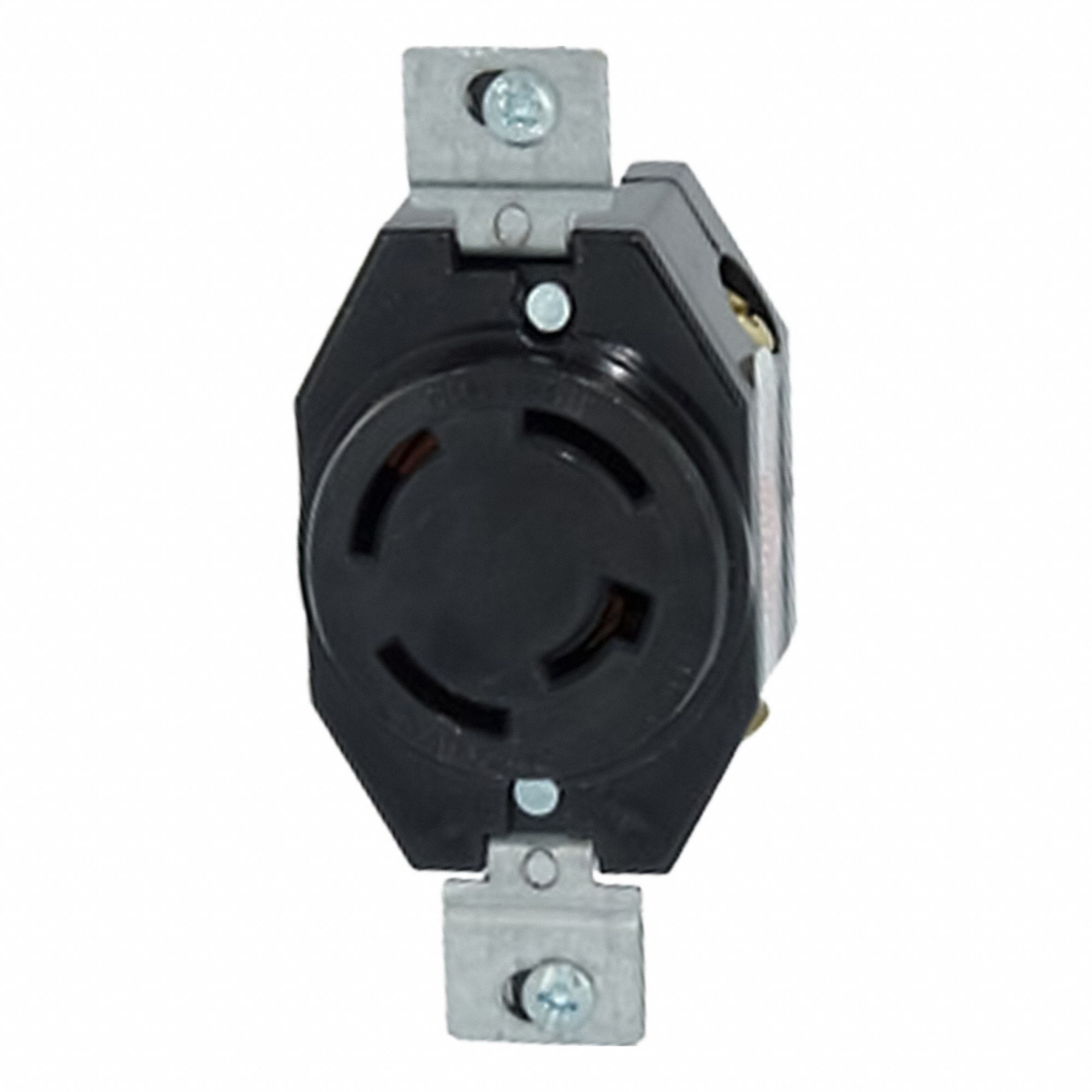 Flush Mounting Lock Receptacle: Non-NEMA, 20 A, 120/208V AC, Black, 4 Poles, Shrouded
