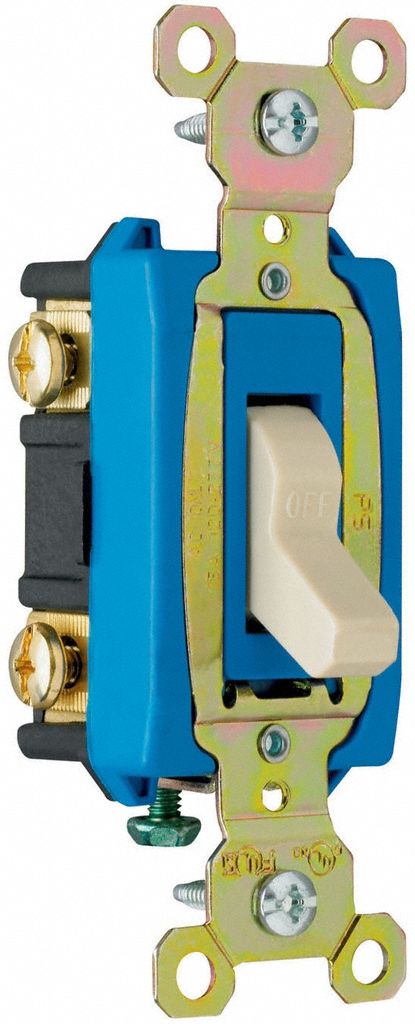 Wall Switch: Toggle Switch, Double Pole, Ivory, 15 A, 120/277V AC, Screw Terminals