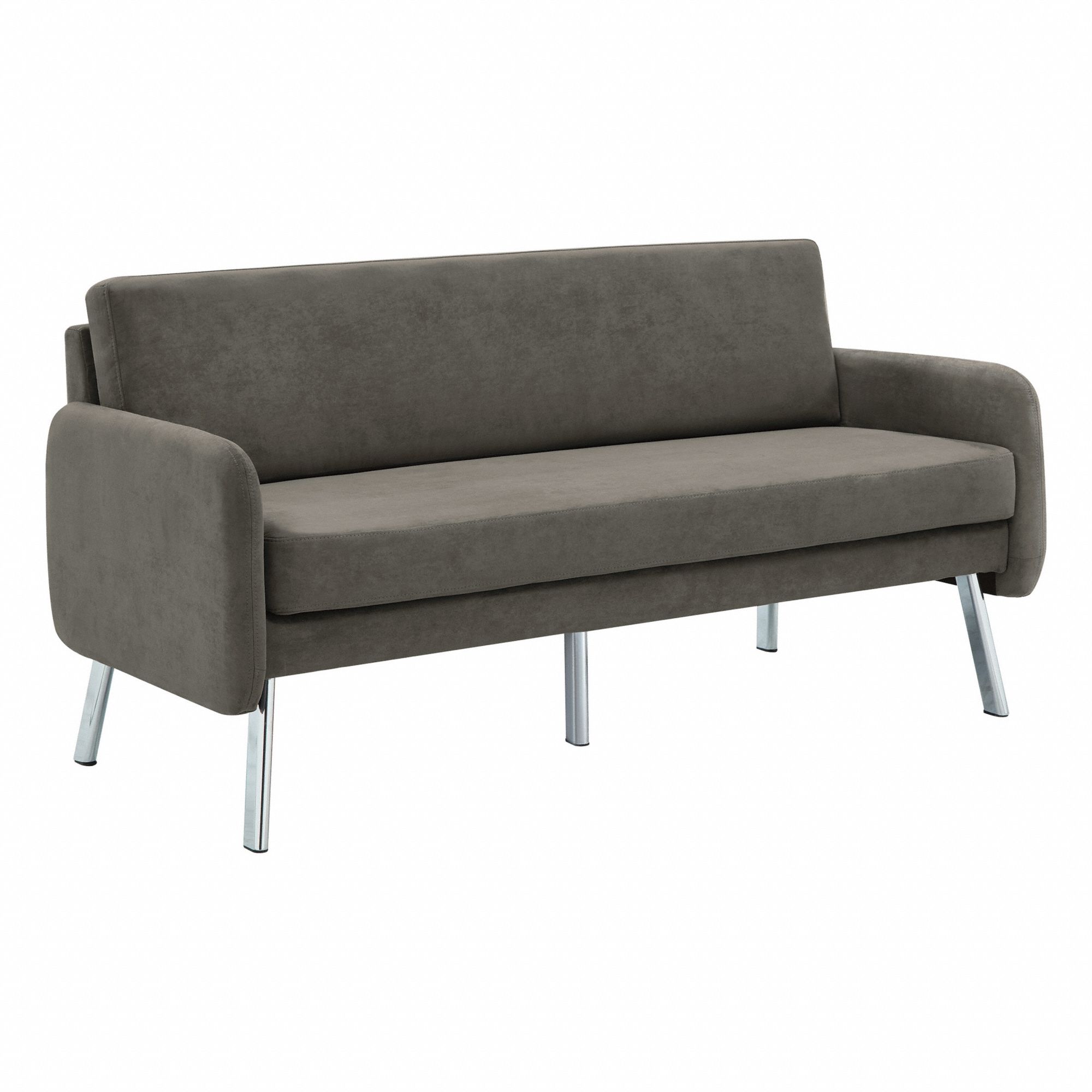 Sofa: Gray, Gray, Polyester, Metal, 58 in Seat Wd, 18 1/2 in Seat Dp