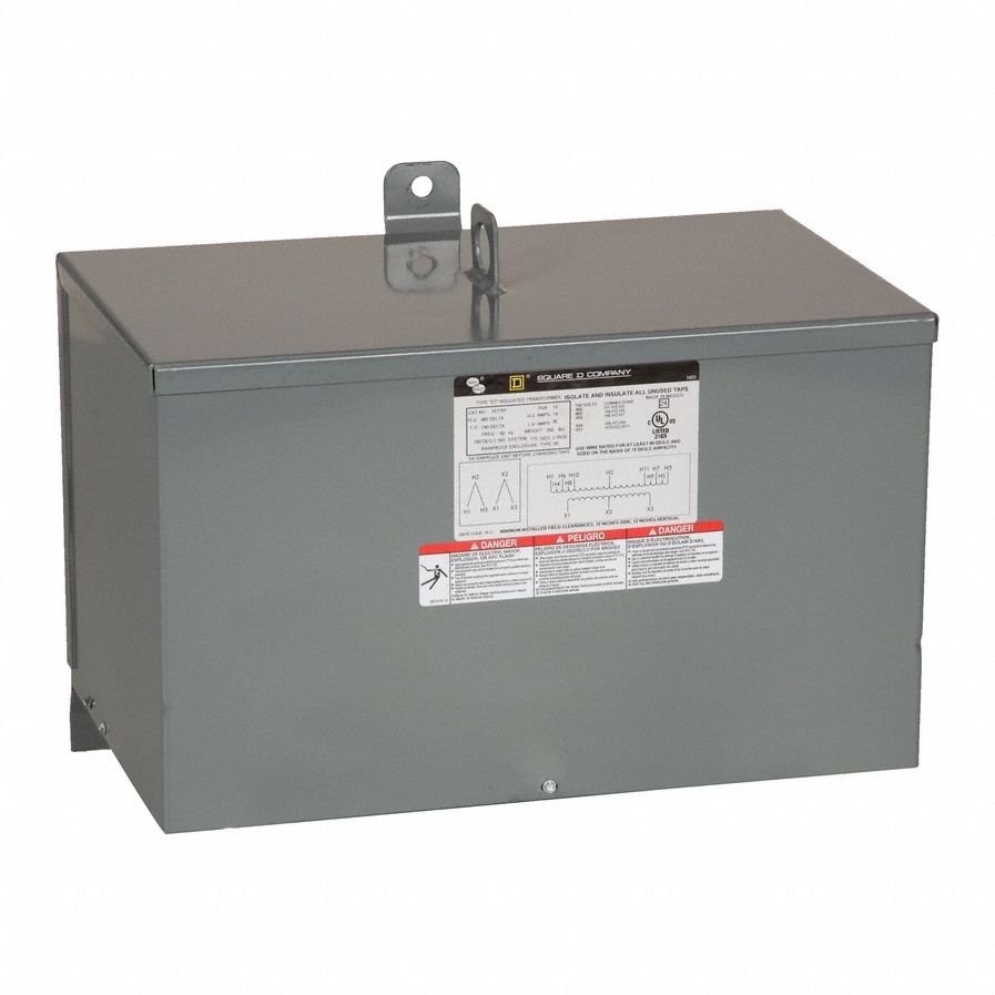 Dry Type Power Distribution Transformer: 480V AC, 240V AC Delta, 3R, Wall, 115°C Temp Rise