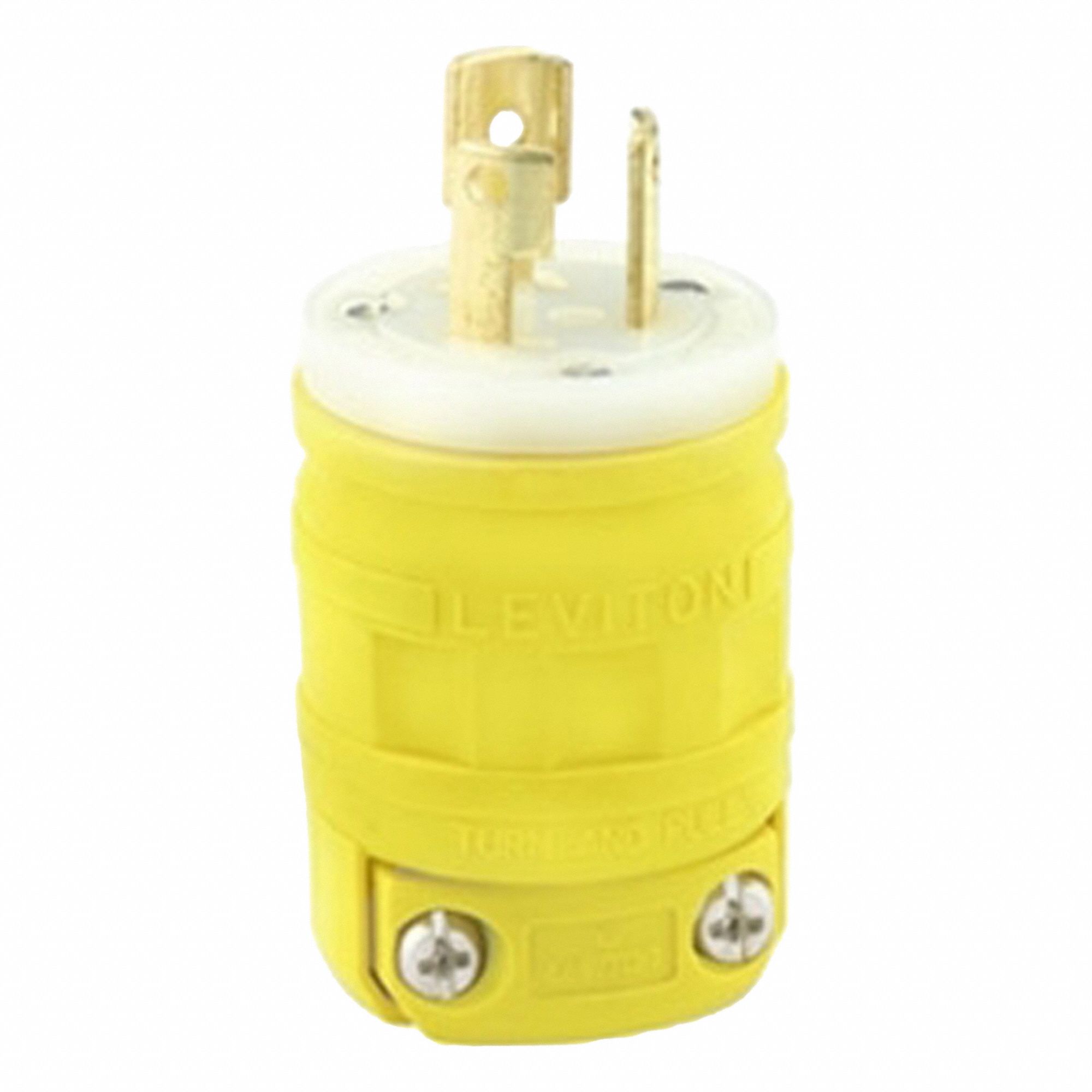 Locking Plug: L5-15P, 125V AC, 15 A, 2 Poles, Yellow, Screw Terminals, Shrouded