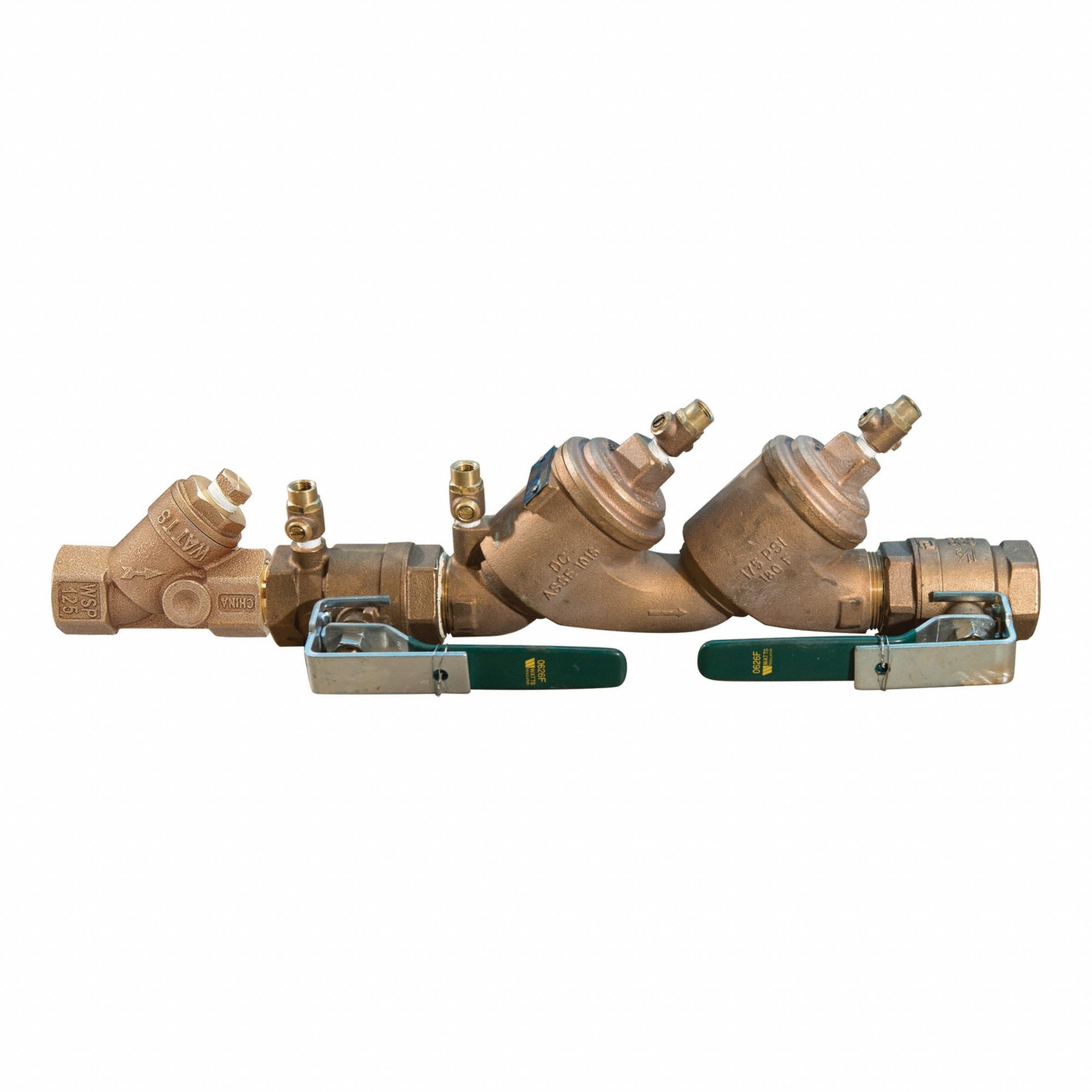 Double Check Valve Assembly: LF719, 1 1/2 in Pipe Size, FIP x FIP, 25.25 in Overall Lg, Bronze