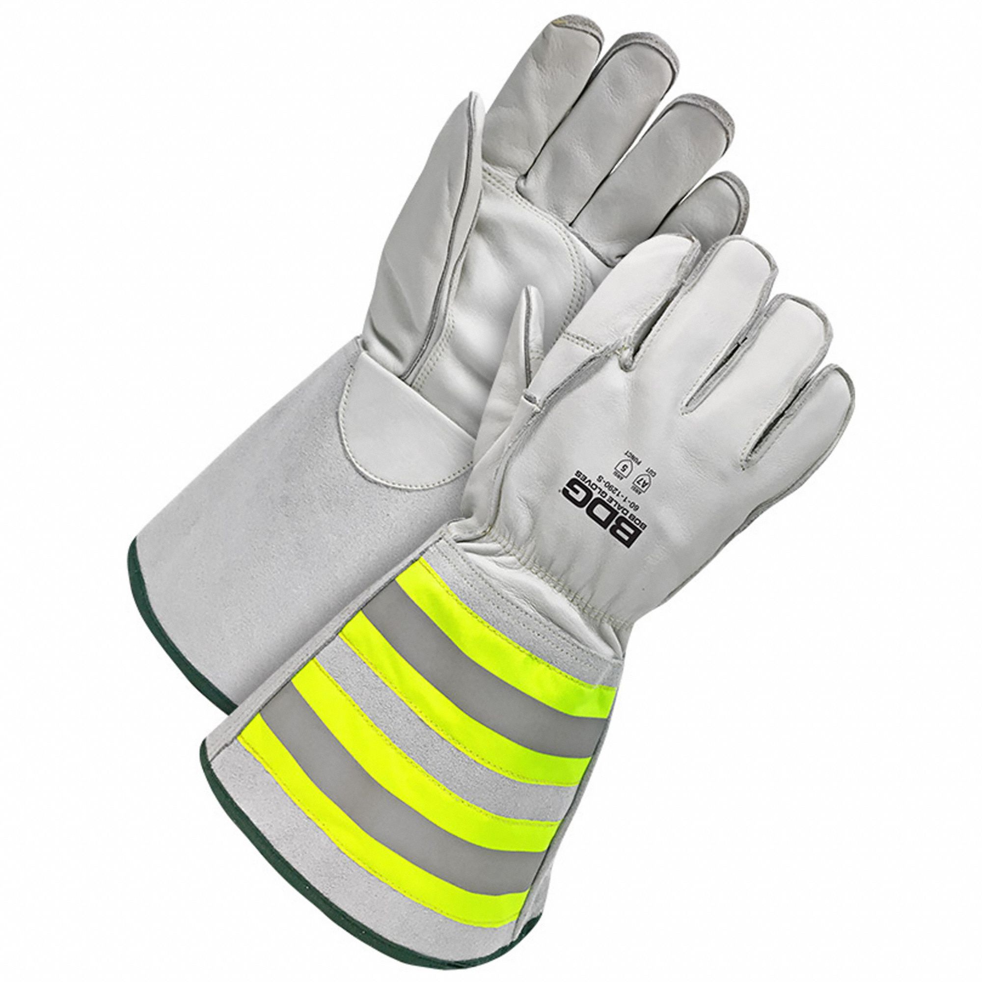 COWHIDE UTILITY GLOVES, M, 6 IN, GAUNTLET CUFF W/GORE/SHIRRED ELASTIC CUFF