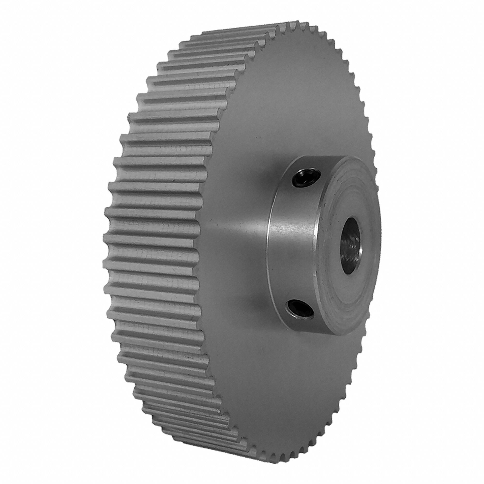 Dayton Timing Pulley: Curvilinear, Fixed, For HTD Timing Belt Section, For 15 mm Belt Wd - HTD Section Fixed-Bore Timing Pulleys with Hub