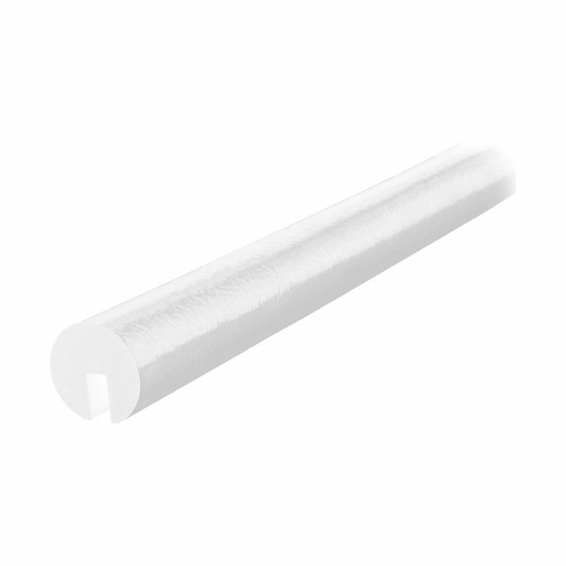 Edge Guard: Polyurethane Foam, Round Shape, 197 in Overall Lg, 0.6 in Overall Thick, White, Adhesive