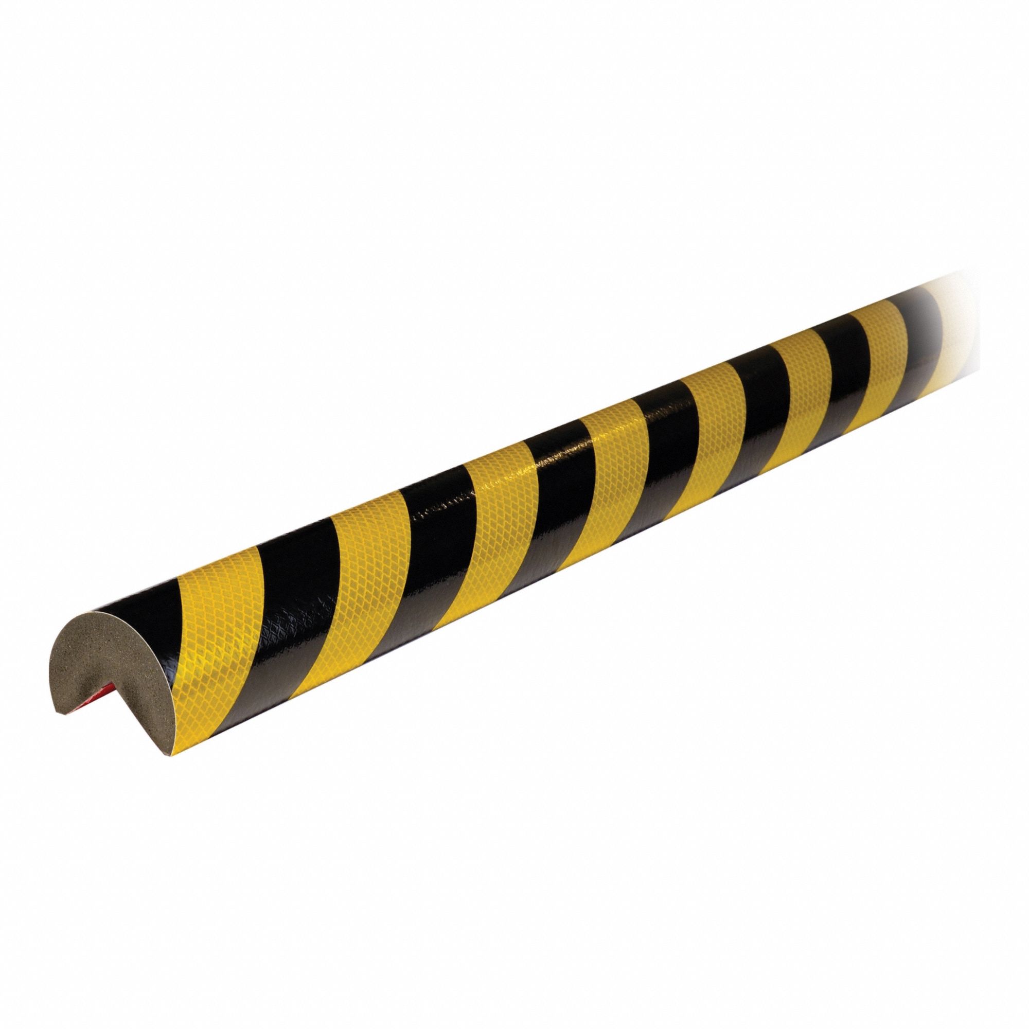 Corner Guard: Polyurethane Foam, Round Shape, 39 in Overall Lg, 2 in Overall Thick, Black/Yellow