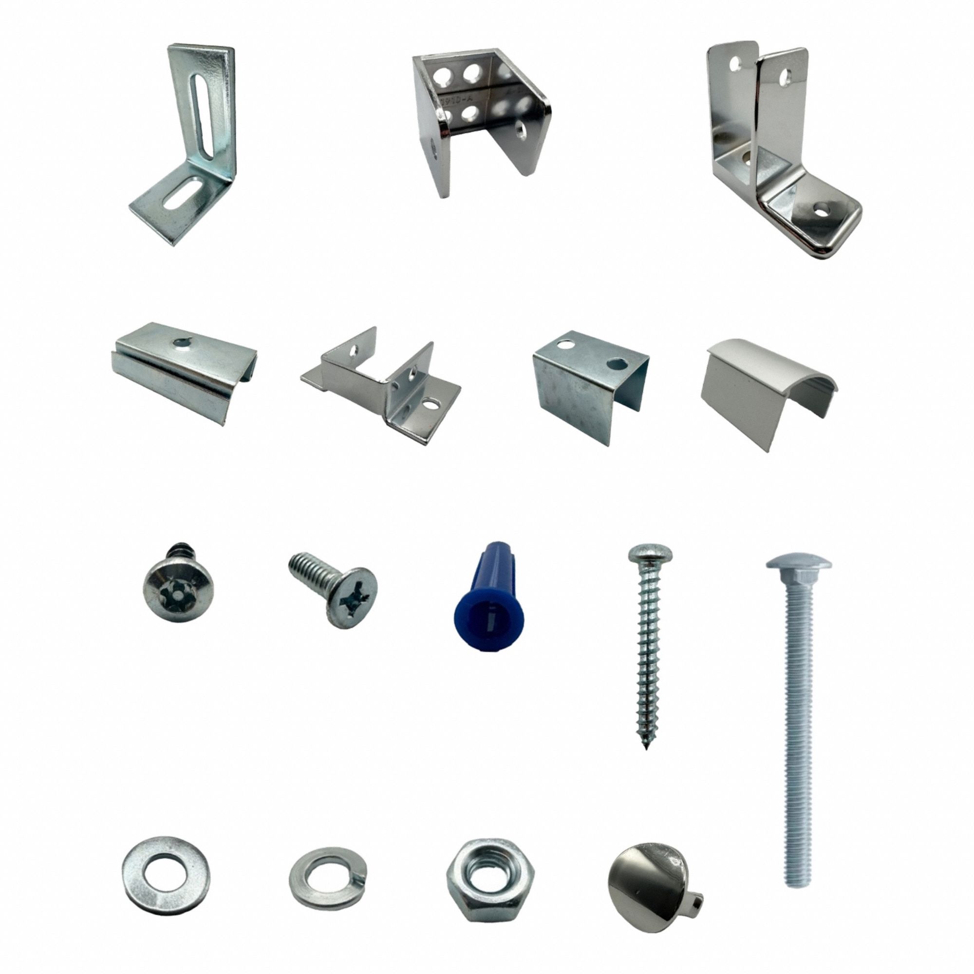 HADRIAN Headrail Corner Alcove Kit: Chrome Zamac, Chrome-Plated (MPN 600425). Key specifications — Hardware Pieces Included: Headrail End Cap; Compatible Partition Material: Stainless Steel; Material: Chrome Zamac; Finish: Chrome-Plated; Component Type: Headrail Corner Alcove Kit; Brand: HADRIAN.