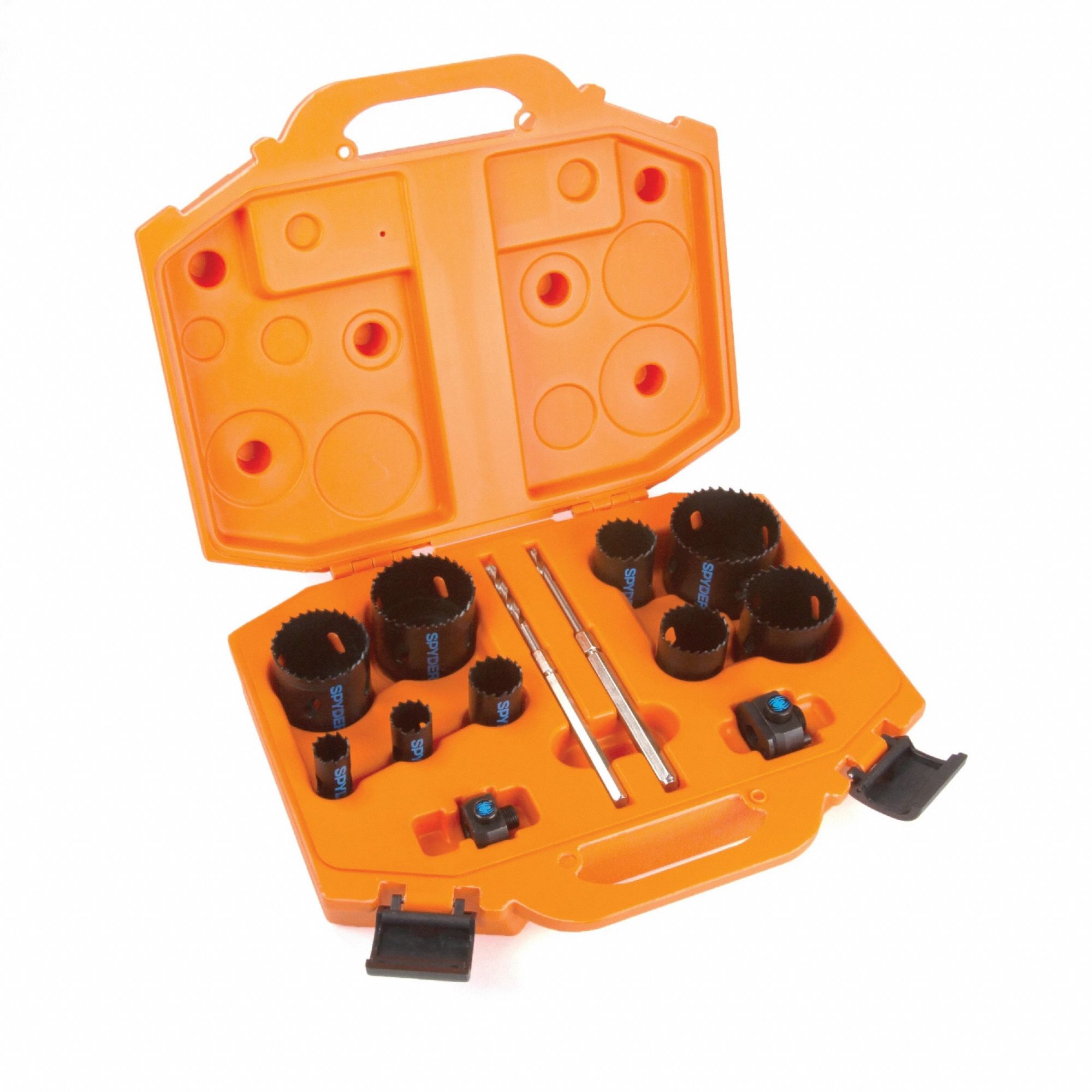 SPYDER Hole Saw Kit: 13 Pieces, 1 7/8 in Max. Cutting Dp, Bi-Metal, 18/20 Teeth per Inch (MPN 600887). Key specifications — attr1098178: 18; 20; attr1098172: SPYDER.