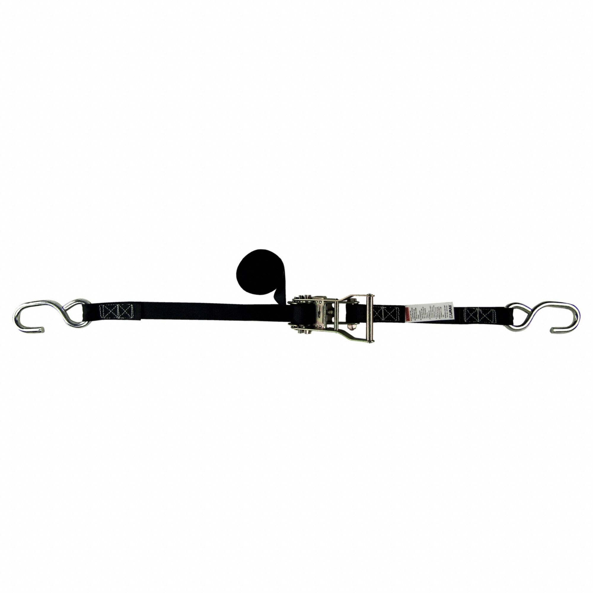 LIFT-ALL 6A106 Tie Down Strap,S-Hook,Black 38Z873