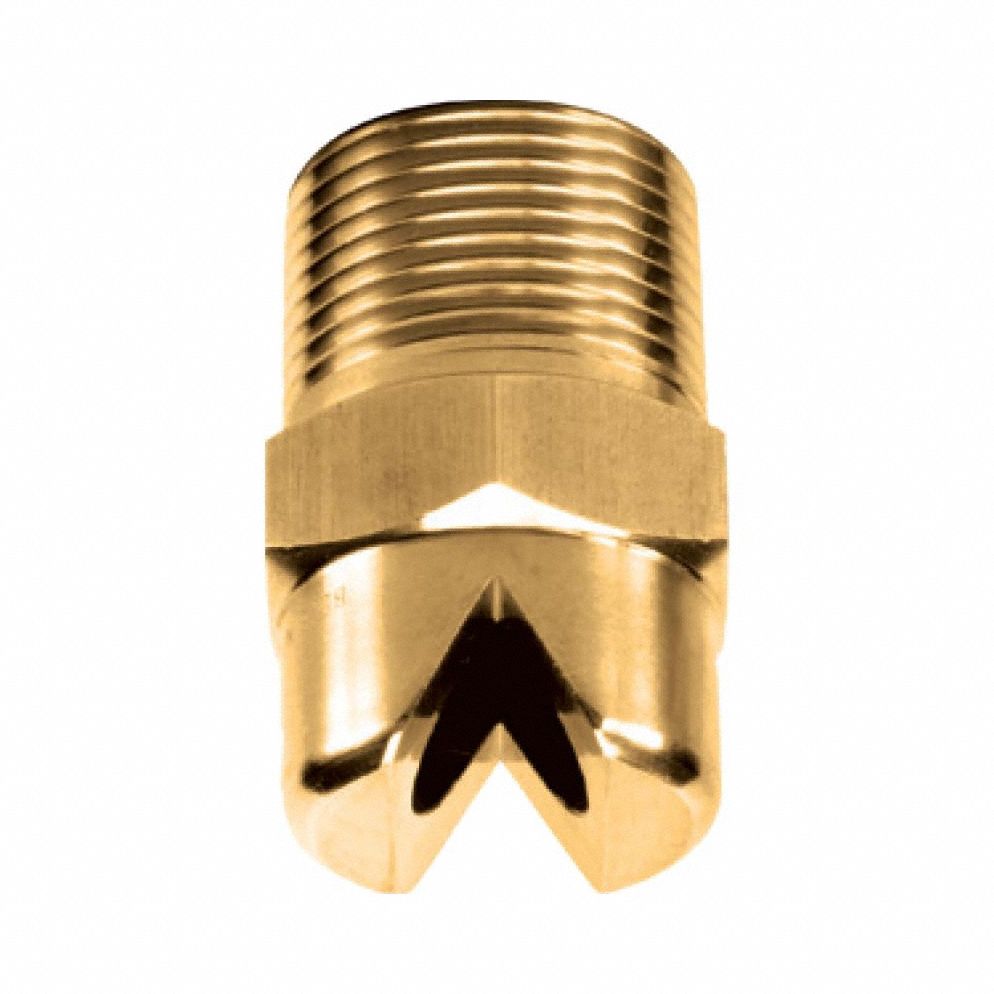 Industrial Spray Nozzle: Fan, 120°, Brass, 1/4 in NPT, 0.5 gpm, 40 psi Max Op Pressure