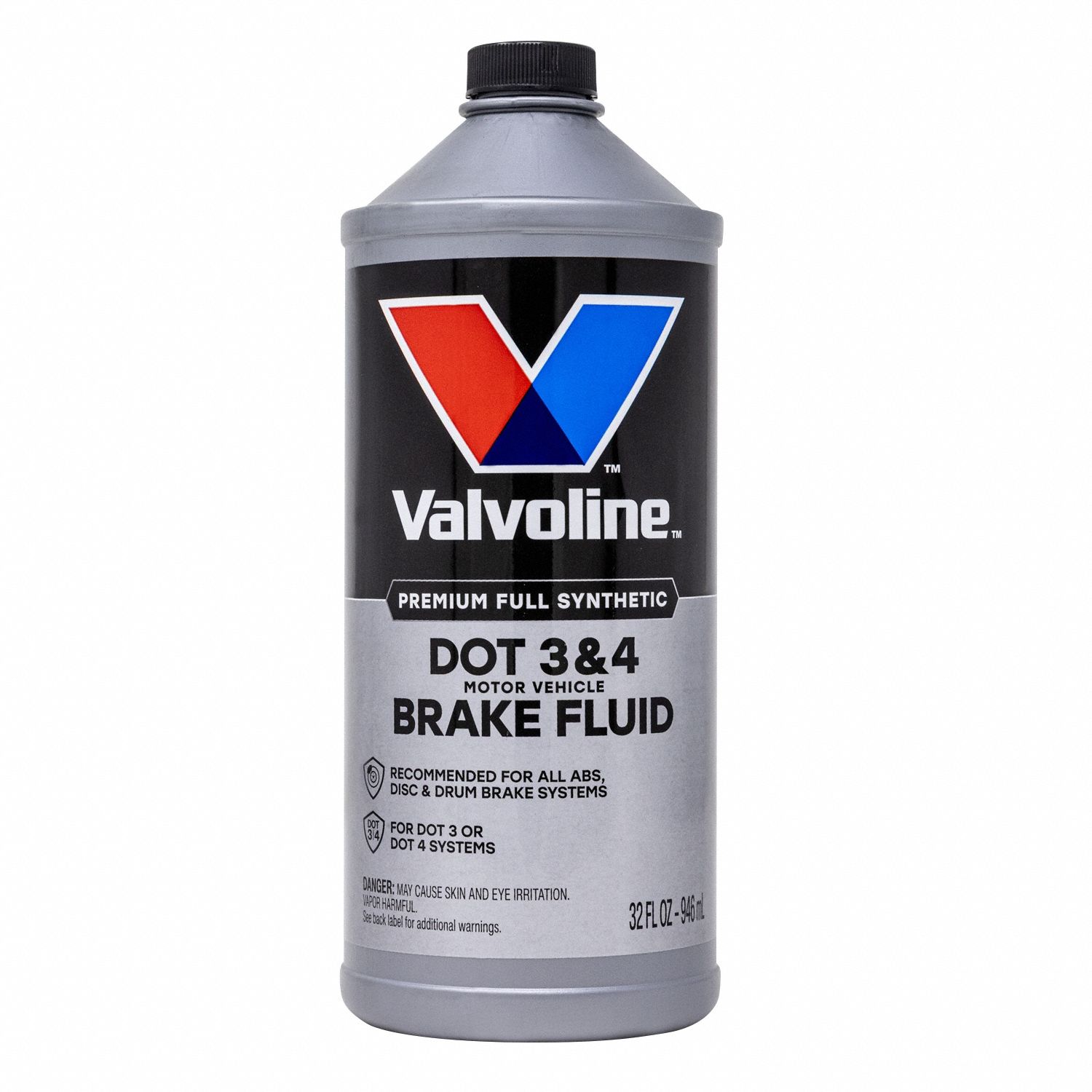 Brake Fluid: Anti-Lock Brakes/Disc Brakes/Drum Brakes, DOT 4, Glycol, 12 fl oz Container Size