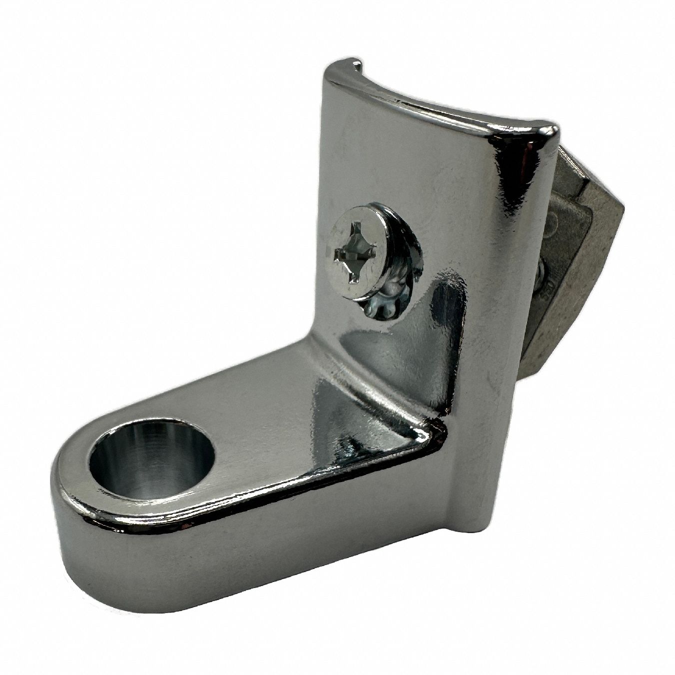 HADRIAN Hinge Assembly: Chrome Zamac, Chrome-Plated, 1 7/8 in Overall Ht, 1 1/4 in Overall Wd (MPN 601500). Key specifications — Compatible Partition Material: Metal; Material: Chrome Zamac; Finish: Chrome-Plated; Component Type: Hinge Assembly; Brand: HADRIAN.