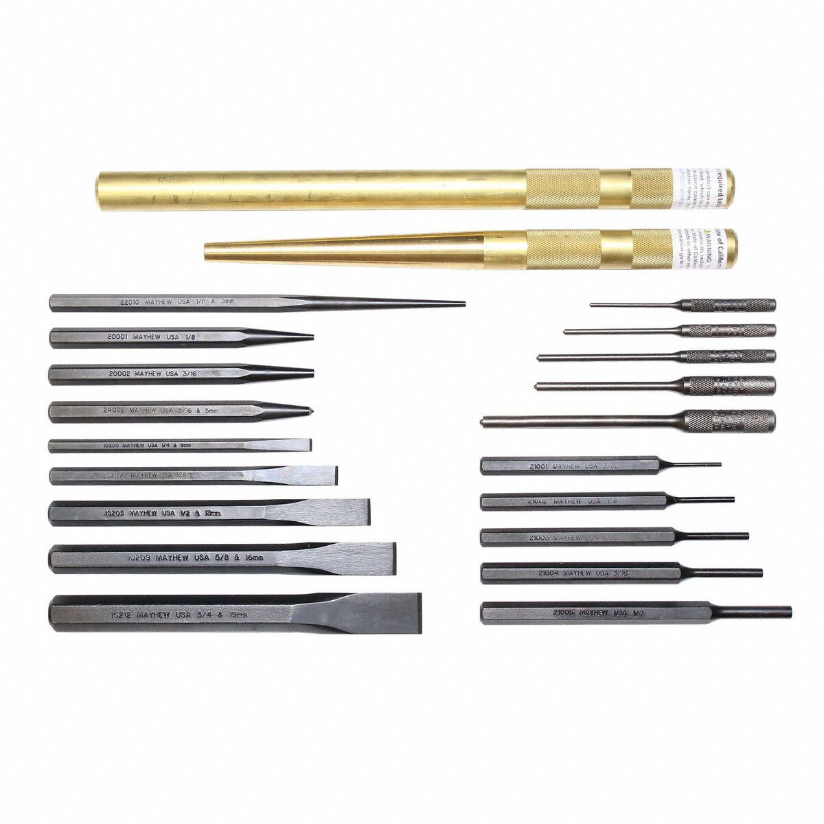 Punch and Chisel Set: 21 Pieces, Cold Chisel, Box