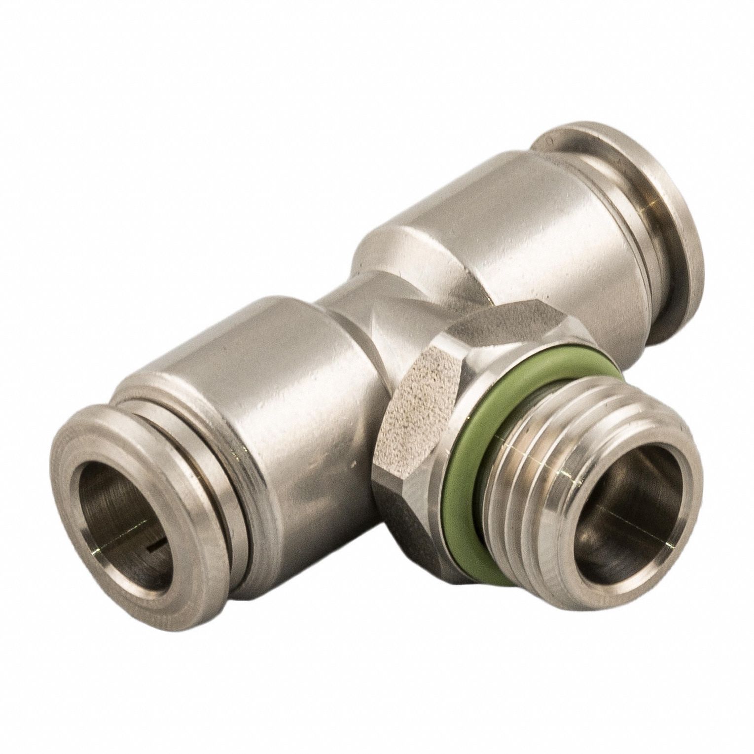 Push-Fit Wye Fitting: 6 mm OD x 6 mm OD Size, Push-to-Connect x Push-to-Connect x MBSPP