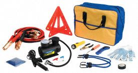 Emergency Roadside Kit: Roadside Emergency Kit, 15 Pieces, 1 Triangles, Bag, 11 3/32 in Overall Ht