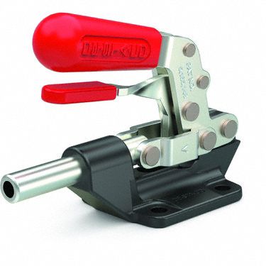 Straight Line Clamp: Flange Base Mounting, Locking Horizontal Handle, 1.28 in Arm Lg, M8