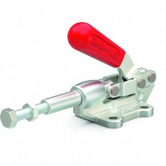 Straight Line Clamp: Flange Base Mounting, Std Horizontal Handle, 1.28 in Arm Lg, 5/16-18