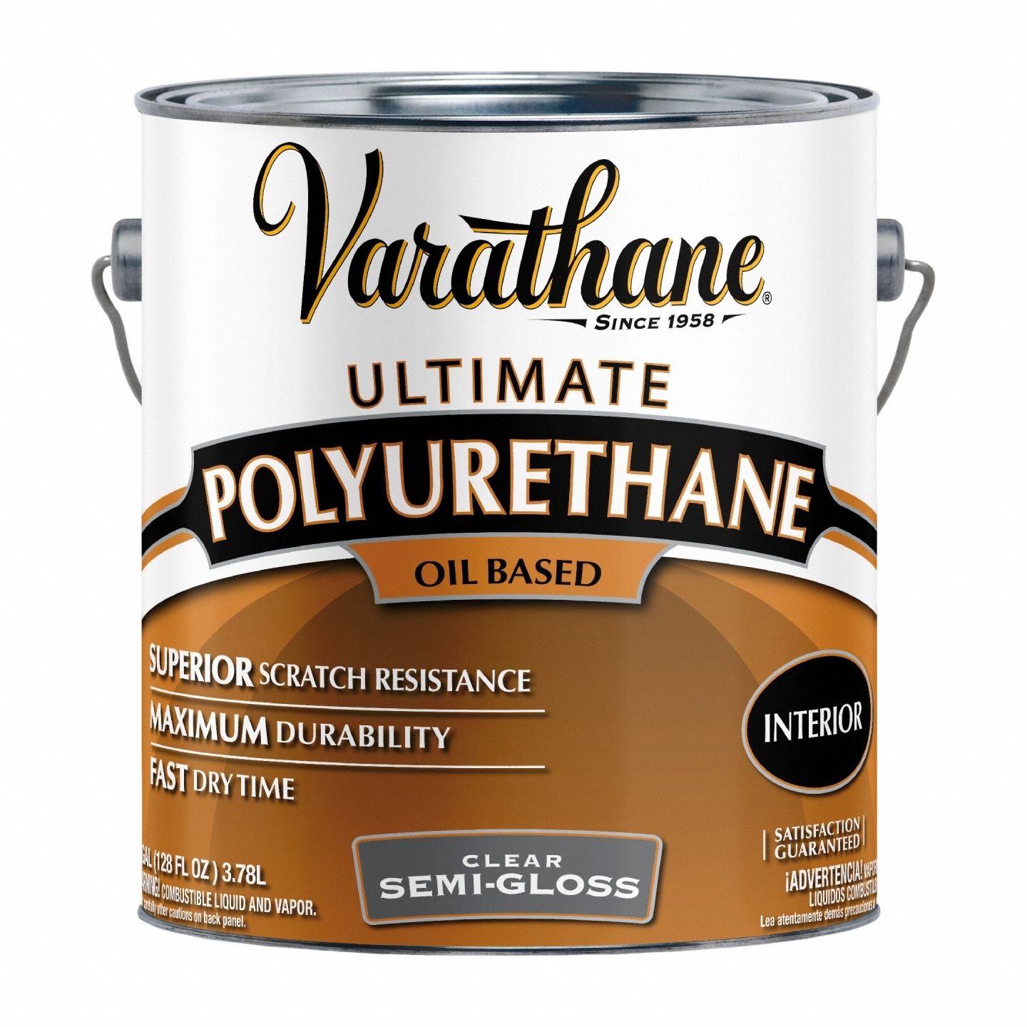 Finish: Finish, Interior, Oil, 1 gal Container Size, Wood, Semi-Gloss, Clear, Clear