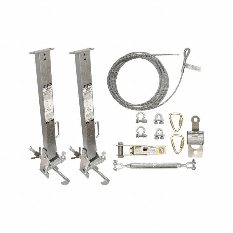 Temporary Horizontal Lifeline: 60 ft Lifeline Lg, Reusable, Anchor Lifeline, Clamp-On