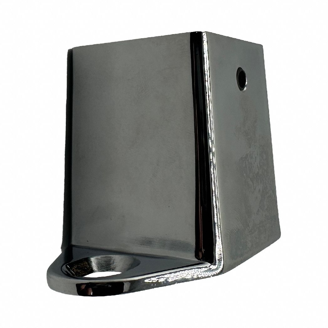 HADRIAN Shoe Bracket: Chrome Zamac, Chrome-Plated, 2 1/8 in Overall Ht, 2 1/8 in Overall Wd (MPN 604330). Key specifications — Compatible Partition Material: Stainless Steel; Material: Chrome Zamac; Finish: Chrome-Plated; Component Type: Shoe Bracket; Brand: HADRIAN.