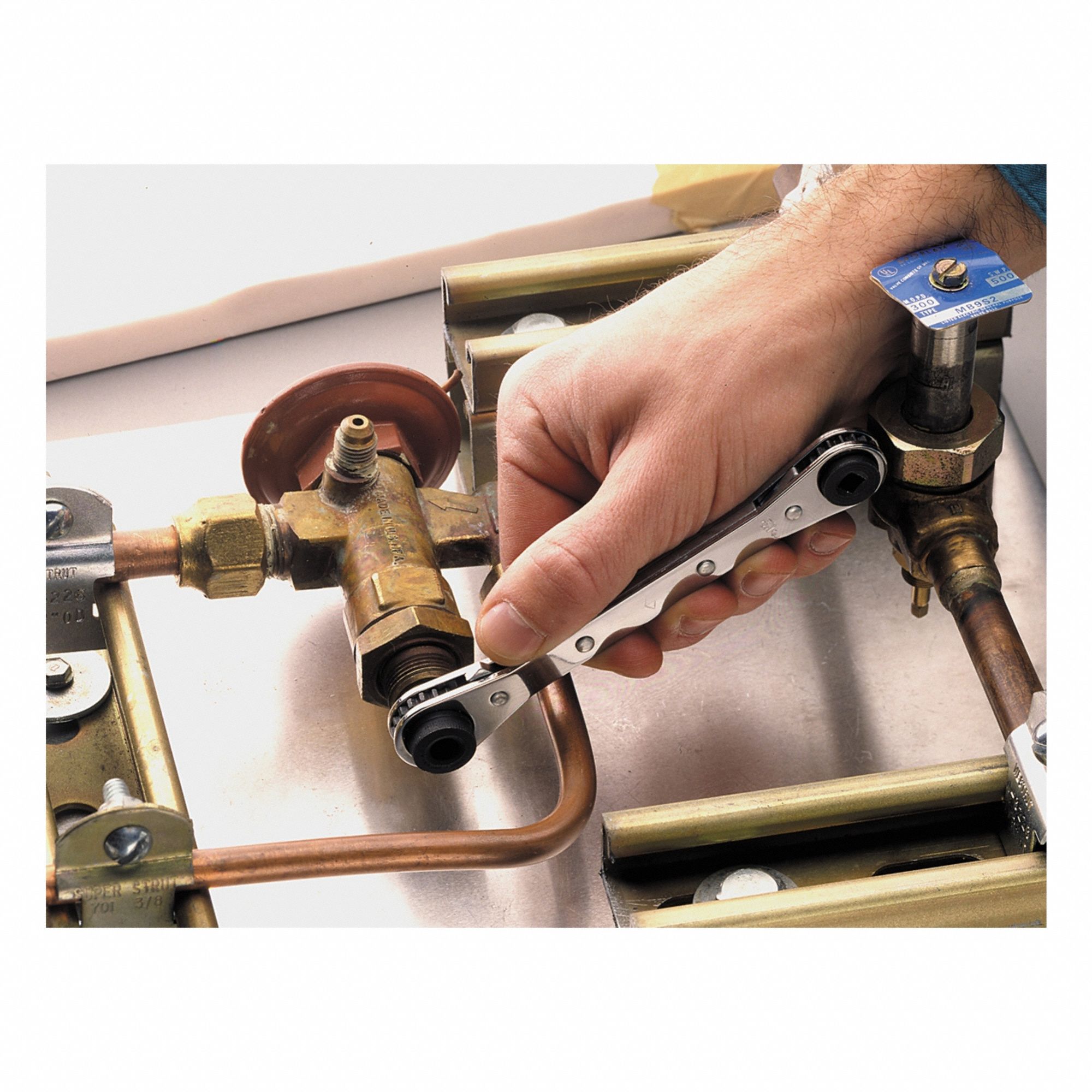 Sporlan Valve Wrench: Forged Steel, Chrome, 1/8 in_3/16 in Head Size, Std, Reversing