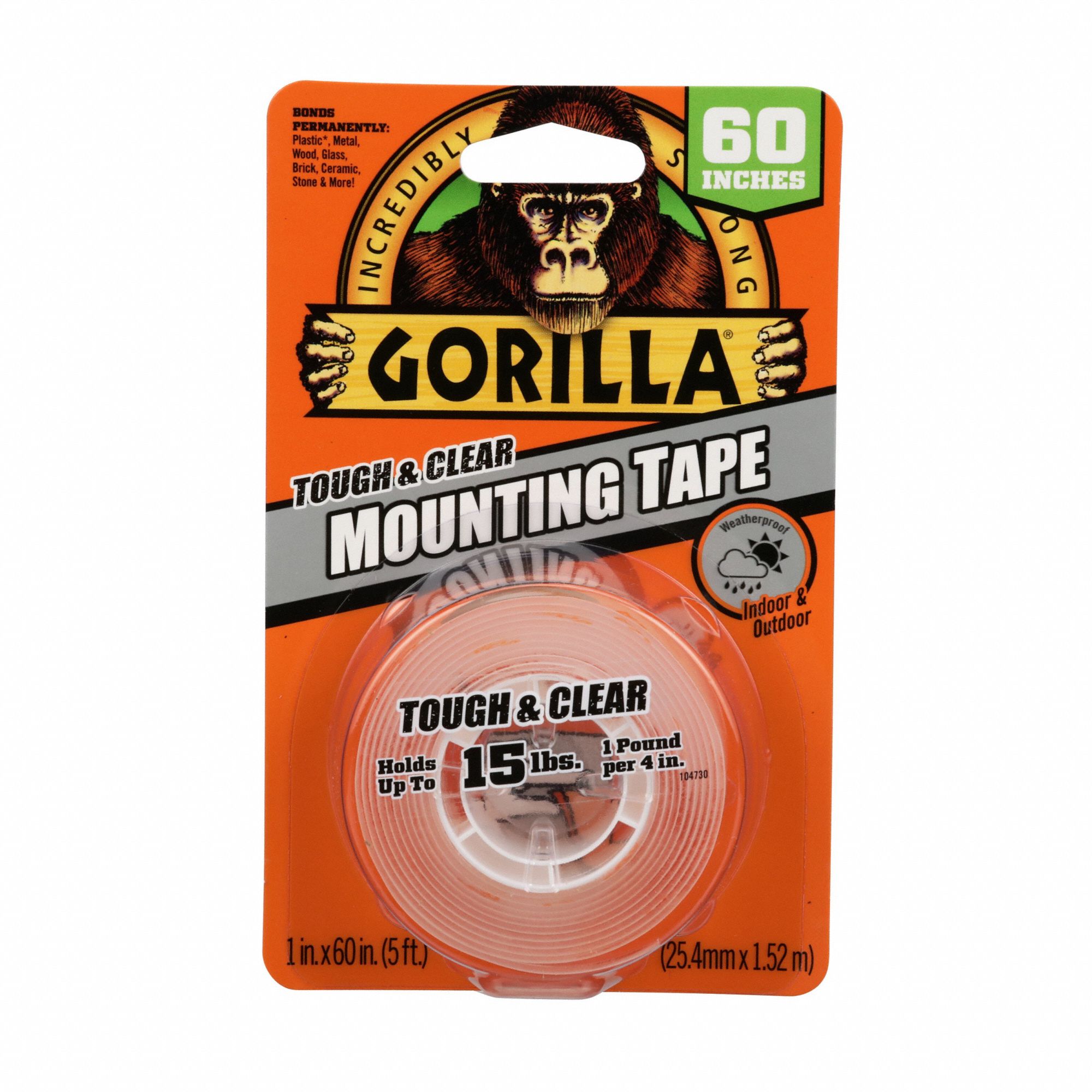 DOUBLE-SIDED FOAM TAPE, TRANSPARENT, 1 IN X 1¾ YD, 1/32 IN THICK, ACRYLIC, 40 °  TO 300 ° F