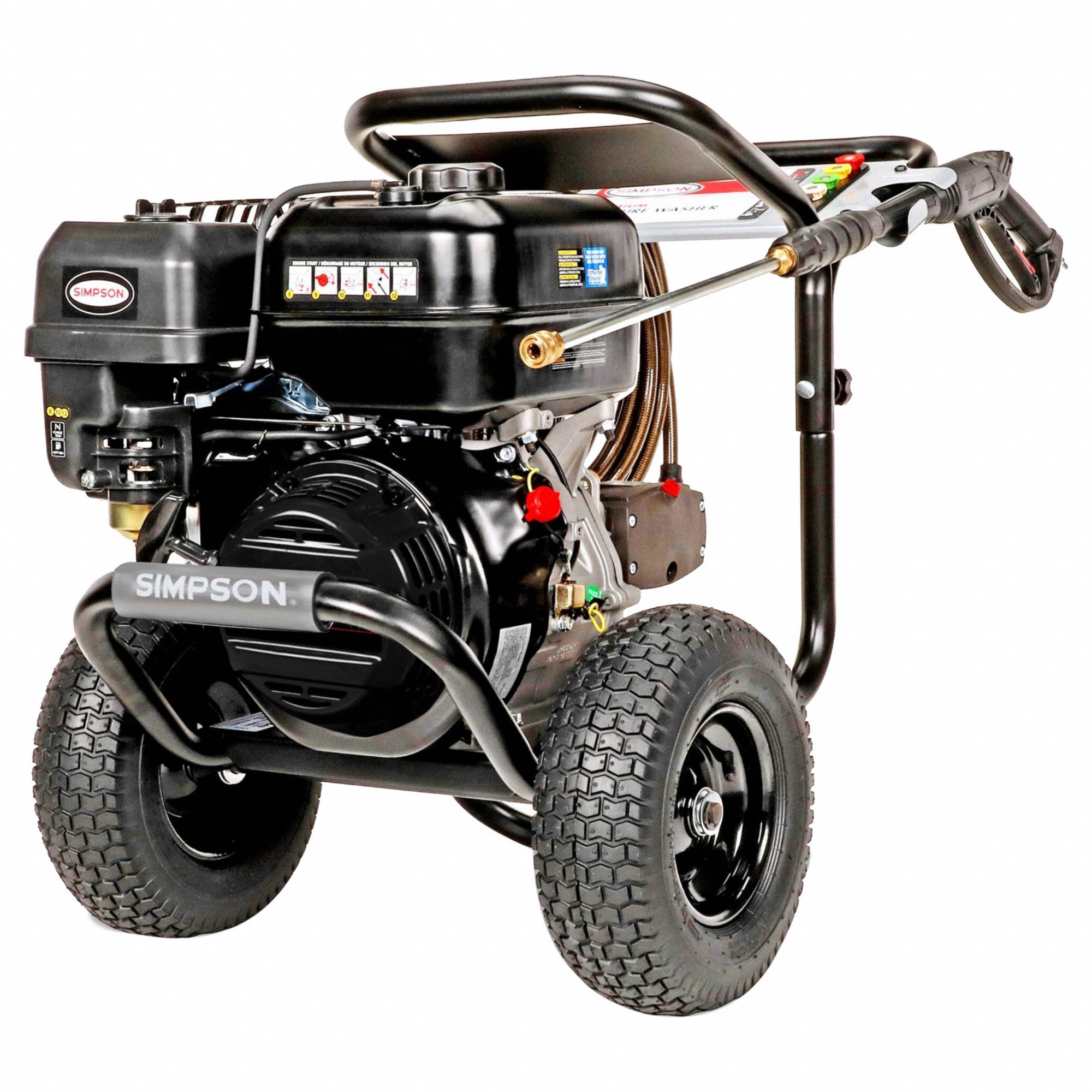 Gas-Powered Pressure Washer: Medium Duty, Cart, 4, 400 psi, 4 gpm, 420 cc Engine Displacement