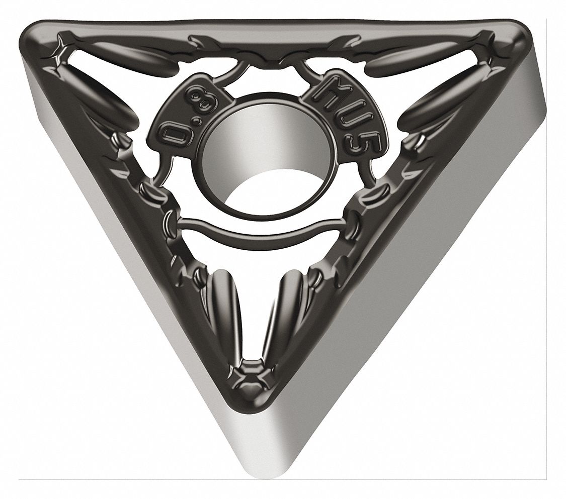 Triangle Turning Insert: 3/8 in Inscribed Circle, Neutral, MU5 Chip-Breaker, TiAlN+Al2O3+(Al)
