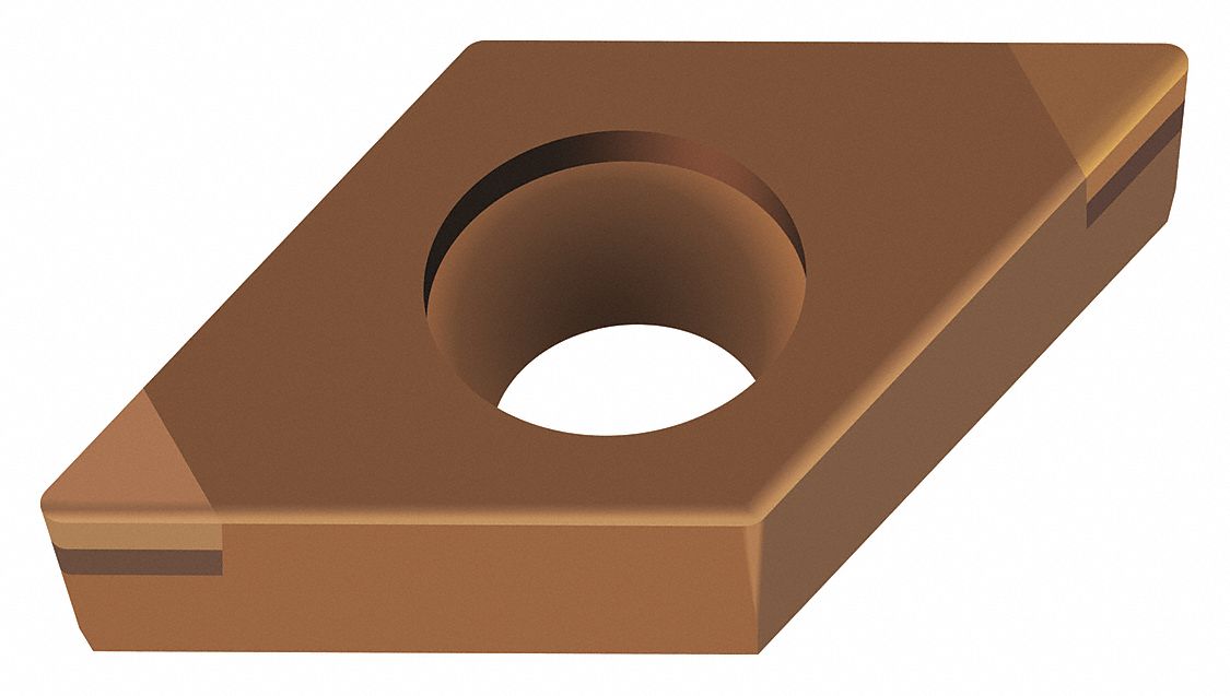 Diamond Turning Insert: DCGW Insert, Neutral, 3/32 in Thick, 1/32 in Corner Radius, WBK20