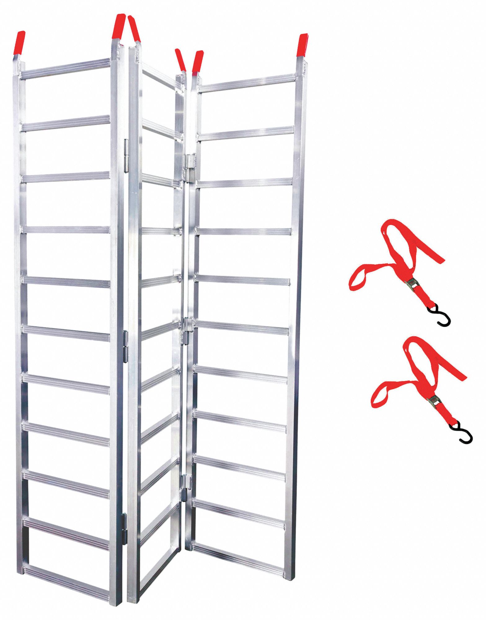 Truck Ramp: 0.75 ton Load Capacity, Tri-Folding, Aluminum, 77 in Overall Lg