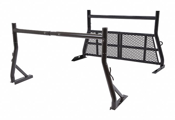 Truck Rack: 500 lb Max Load Capacity, 13 1/2 in, 52 in to 68 in, 32 in, Adj, Black, Steel
