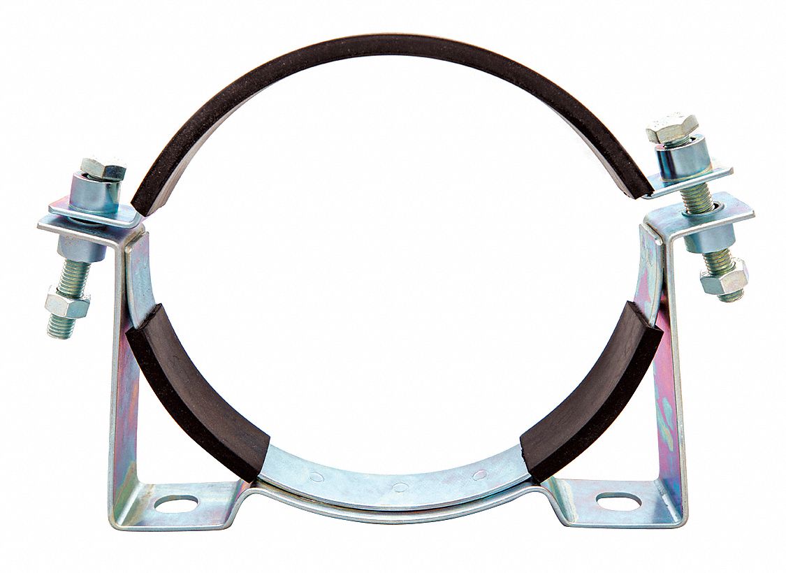 Mounting Clamp: 4VV75, 4VV76, 4VV77, 8.78 in Inside Dia., Zinc Plated Steel