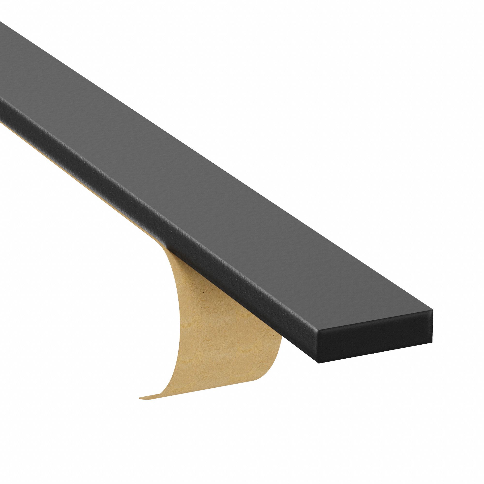 Foam Strip: Std, 1 in Thick, 1 in x 120 in, Black, Semi-Closed Cell, 1-Sided Adhesive, Textured