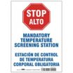 Bilingual Spanish - Stop - Mandatory Temperature Screening Station Sign