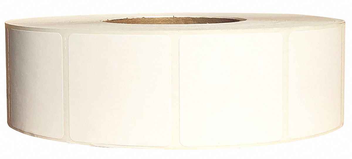 Barcode Printer Label: 2 in Label Wd, 2 in Label Ht, White, 3 in Core Dia., Matte