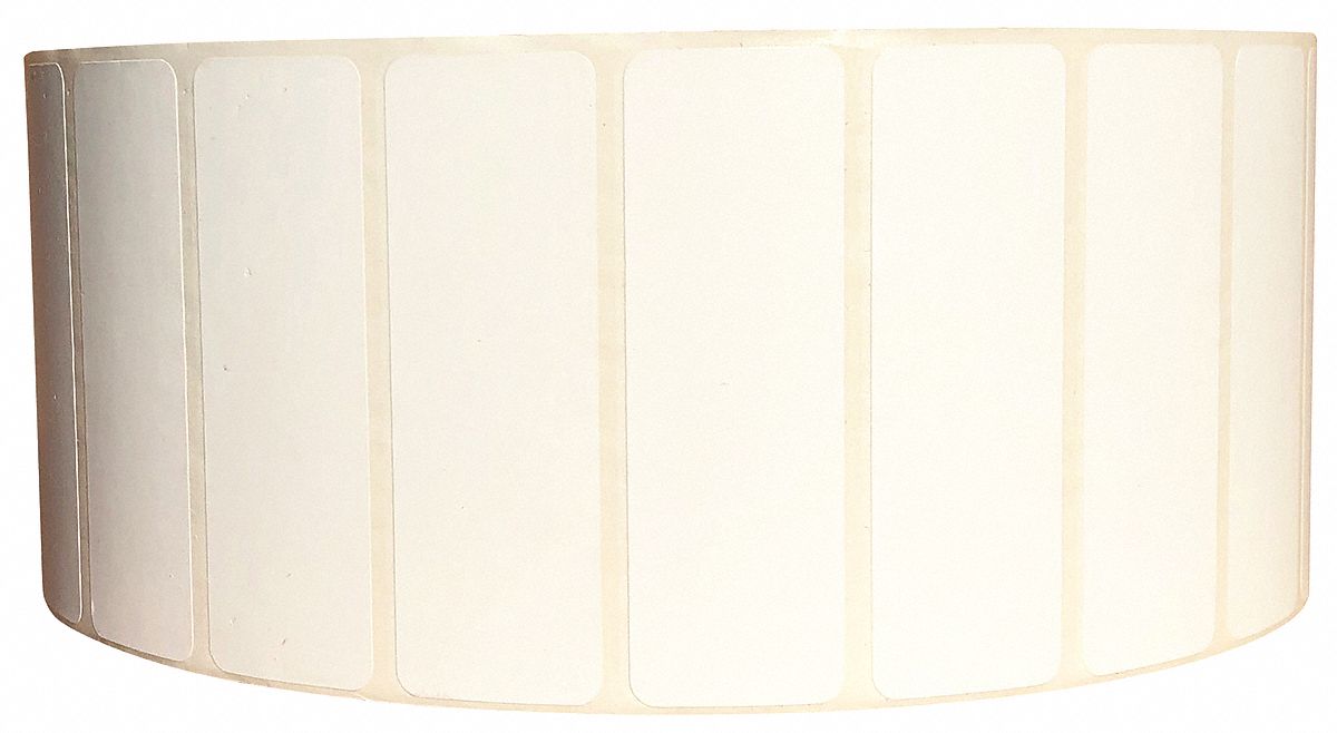Barcode Printer Label: 3 in Label Wd, 1 in Label Ht, White, 3 in Core Dia., Matte
