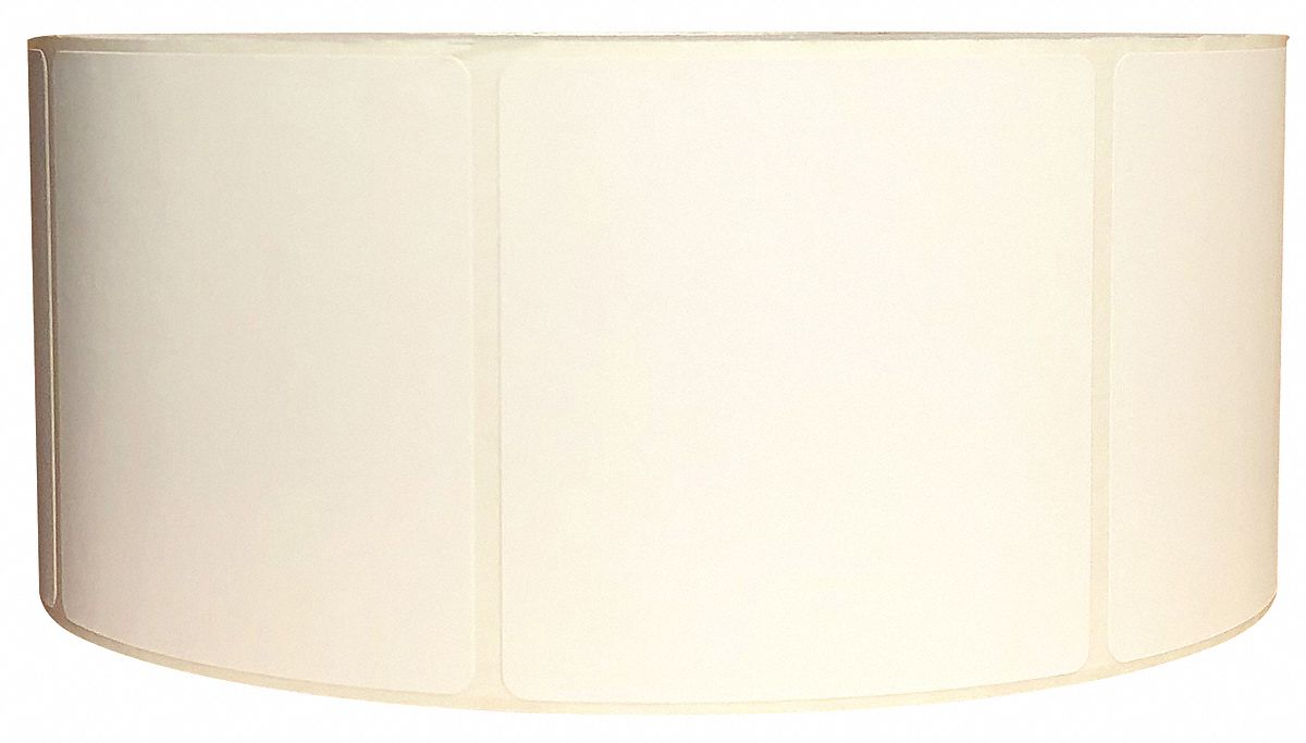 Barcode Printer Label: 3 in Label Wd, 3 in Label Ht, White, 3 in Core Dia., Matte
