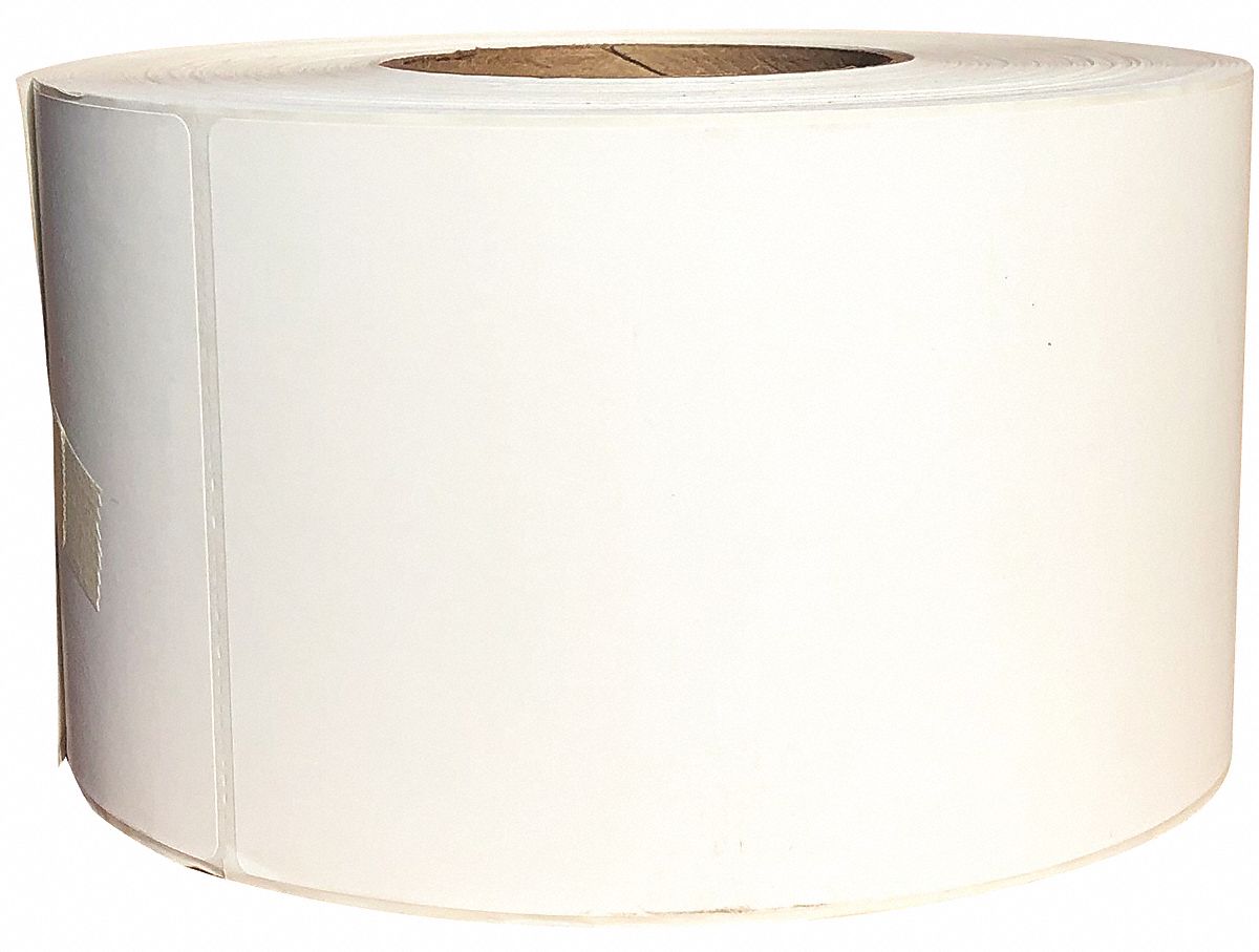 Barcode Printer Label: 4 in Label Wd, 12 in Label Ht, White, 3 in Core Dia., Matte