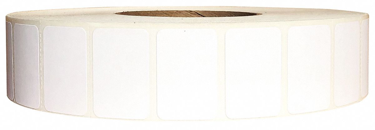 Barcode Printer Label: 1 1/4 in Label Wd, 1 in Label Ht, White, 1 in Core Dia.