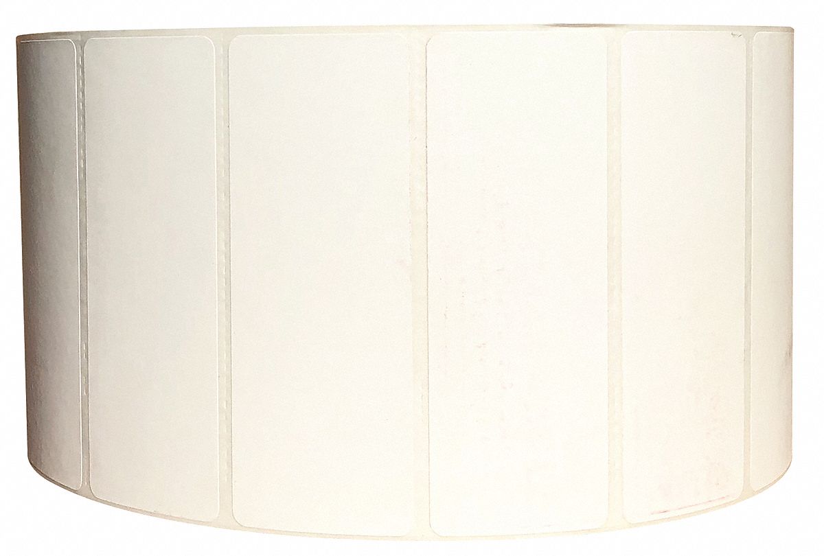Barcode Printer Label: 3 in Label Wd, 1 in Label Ht, White, 1 in Core Dia., Matte