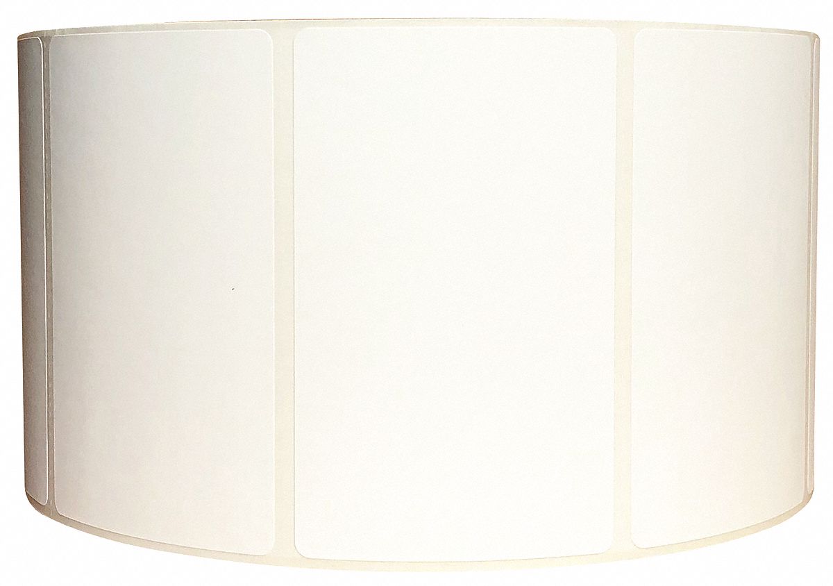Barcode Printer Label: 3 in Label Wd, 2 in Label Ht, White, 1 in Core Dia., Matte