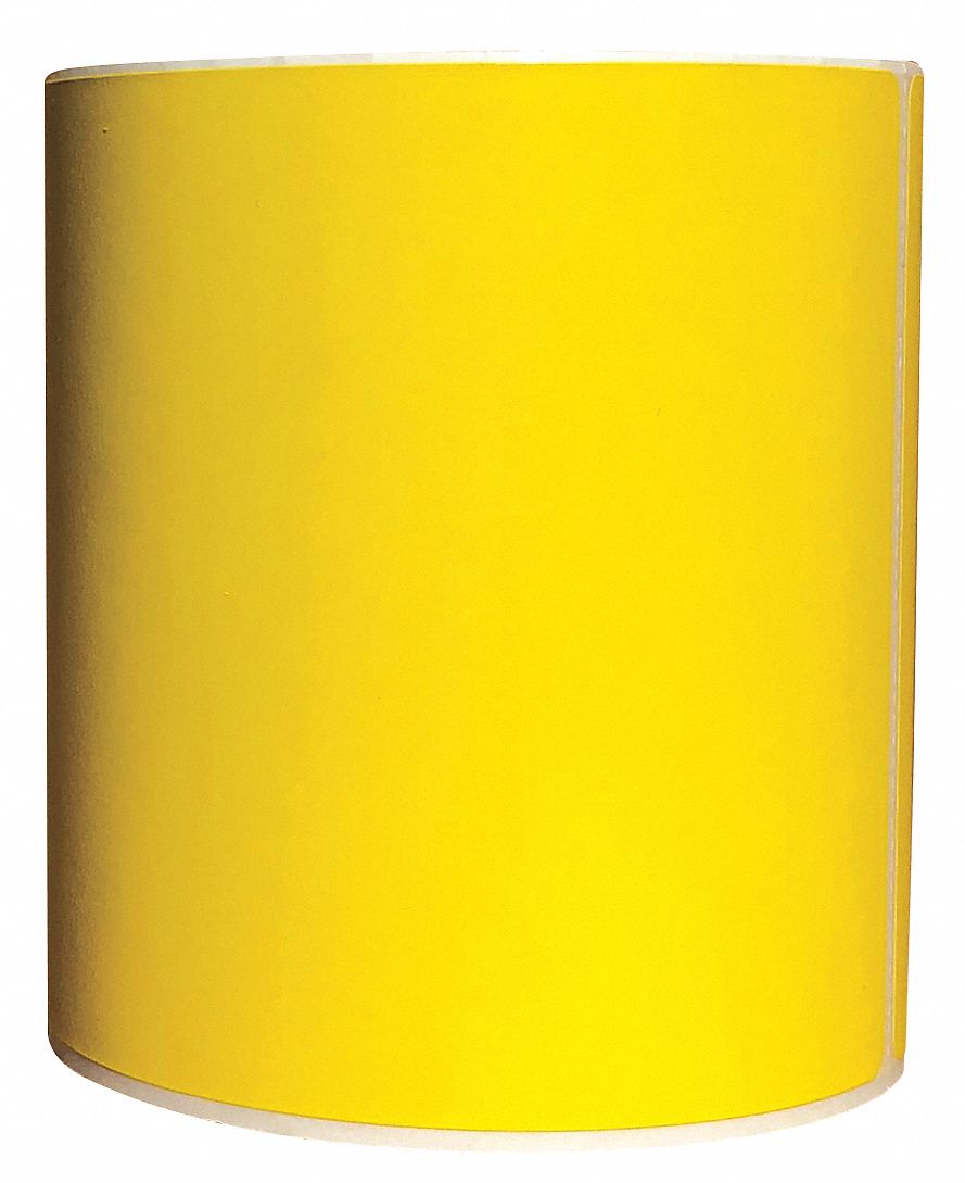 Barcode Printer Label: 4 in Label Wd, 6 in Label Ht, Yellow, 1 in Core Dia., Matte