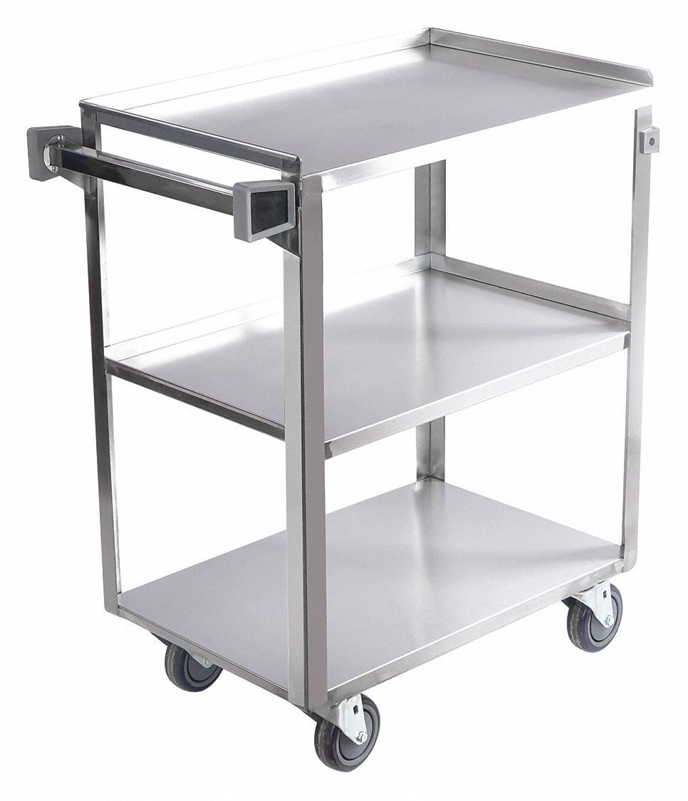UTILITY CART, 500 LB LOAD CAPACITY, 27 19/32 IN X 18 IN, ERGONOMIC, STAINLESS STEEL