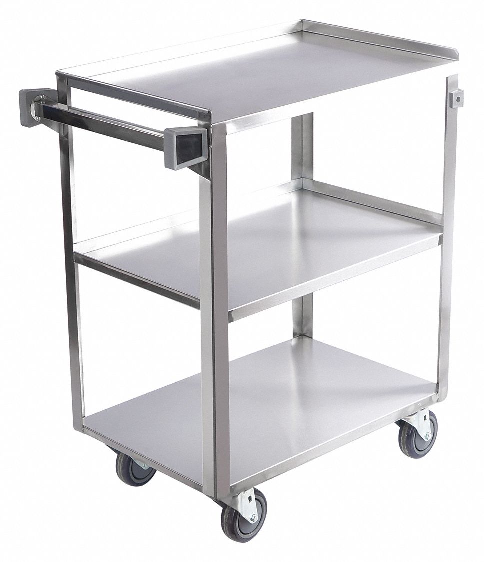 UTILITY CART, 500 LB LOAD CAPACITY, 35 11/32 IN X 21 IN, STAINLESS STEEL