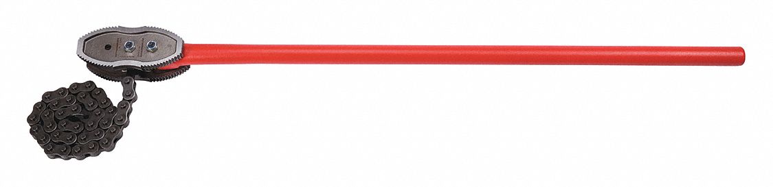CHAIN PIPE WRENCH, NATURAL, FOR 4 IN OUTSIDE DIA, 37 IN CHAIN L, STEEL, STEEL