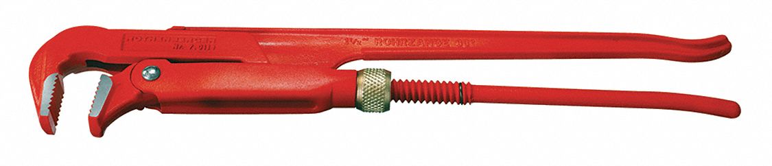 Pipe Wrench: Steel, 1 1/2 in Jaw Capacity, Serrated, 16 1/2 in Overall Lg, Straight