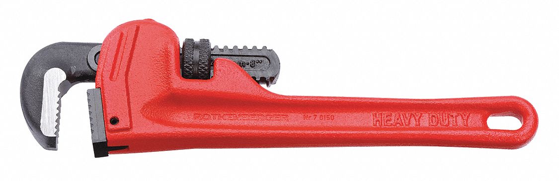 Pipe Wrench: Steel, 32 mm Jaw Capacity, Serrated, 8 in Overall Lg, Straight